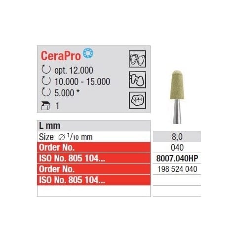 Freze CeraPro - Cone round end  8007  040HP