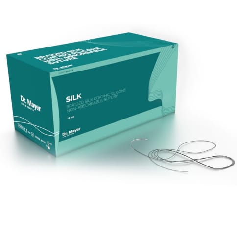 12 Fire Sutura Premium Silk 4-0 Cu Ac de 18mm 1/2 Rotund Dr. Mayer