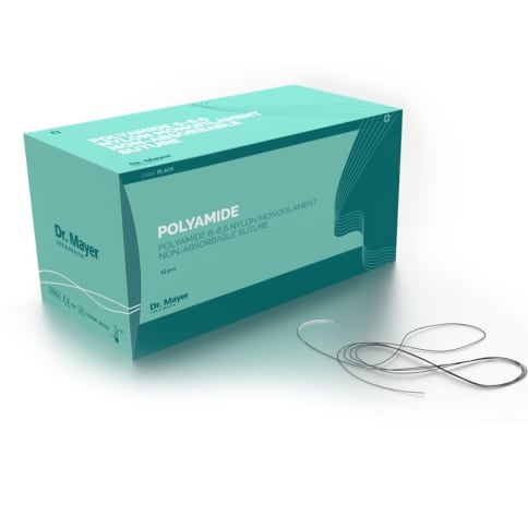 12 Fire Sutura Premium Polyamide 5-0 Cu Ac de 20mm 1/2 Triunghiular Dr. Mayer