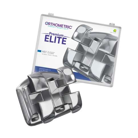 Bracketi metalici Premium Elite MBT22 Mini Low Profile cu carlige pe canini si premolari kit 10 cazuri Orthometric