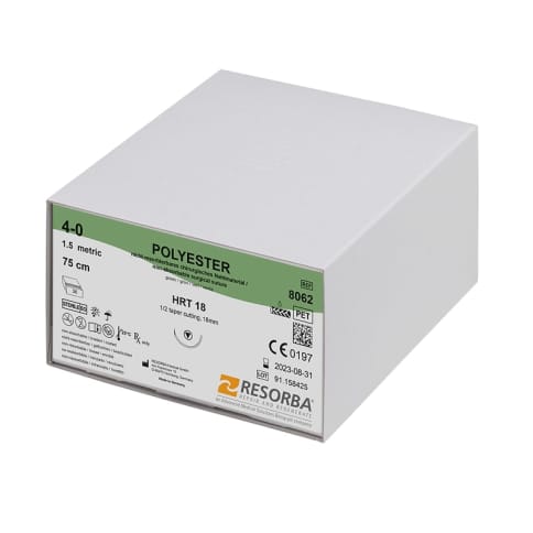 Fir sutura Polyester 5/0 DS16 cu ac de 16mm ⅜ sectiune triunghiulara Resorba