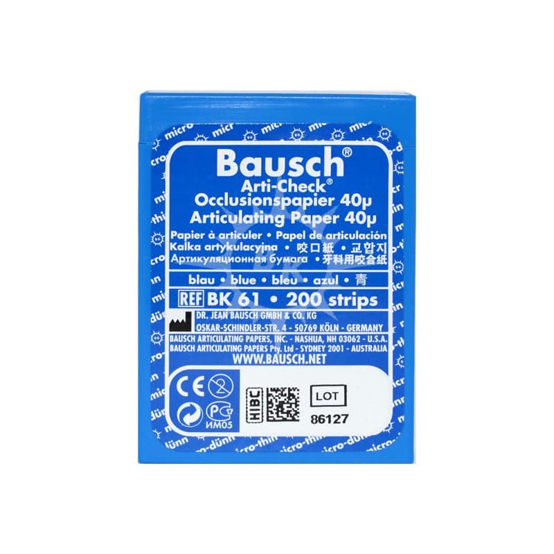 Hartie articulatie albastra 40 microni Bausch, 200 bucati