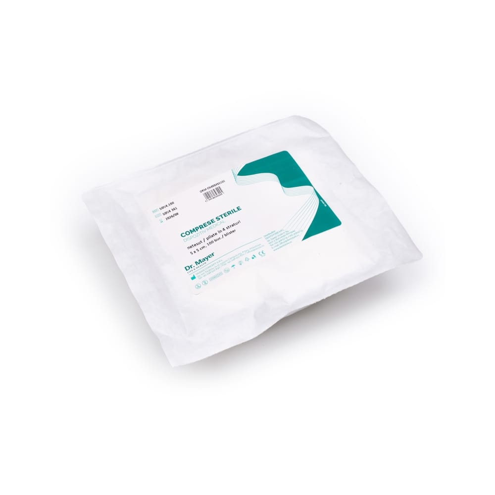 100 comprese sterile netesut 4 straturi 5x5 cm Dr. Mayer