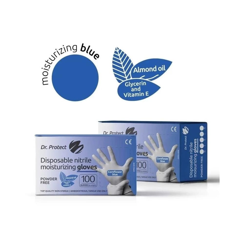 Manusi examinare nitril nepudrate Hidratante albastre marimea S Dr. Protect